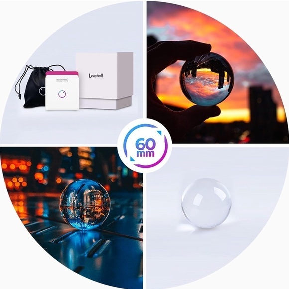 Lensball Pocket60mm,K9 Clear Crystal Ball photo Sphere + Microfiber Bag - Picture 3 of 6